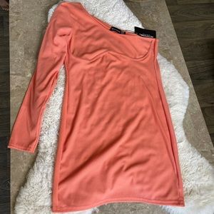 Pink half sleeve ribbed dress